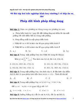 40 Bai tâp trăc nghiêm Chương I môn Hình học 11 - Nguyễn Quốc Tuấn